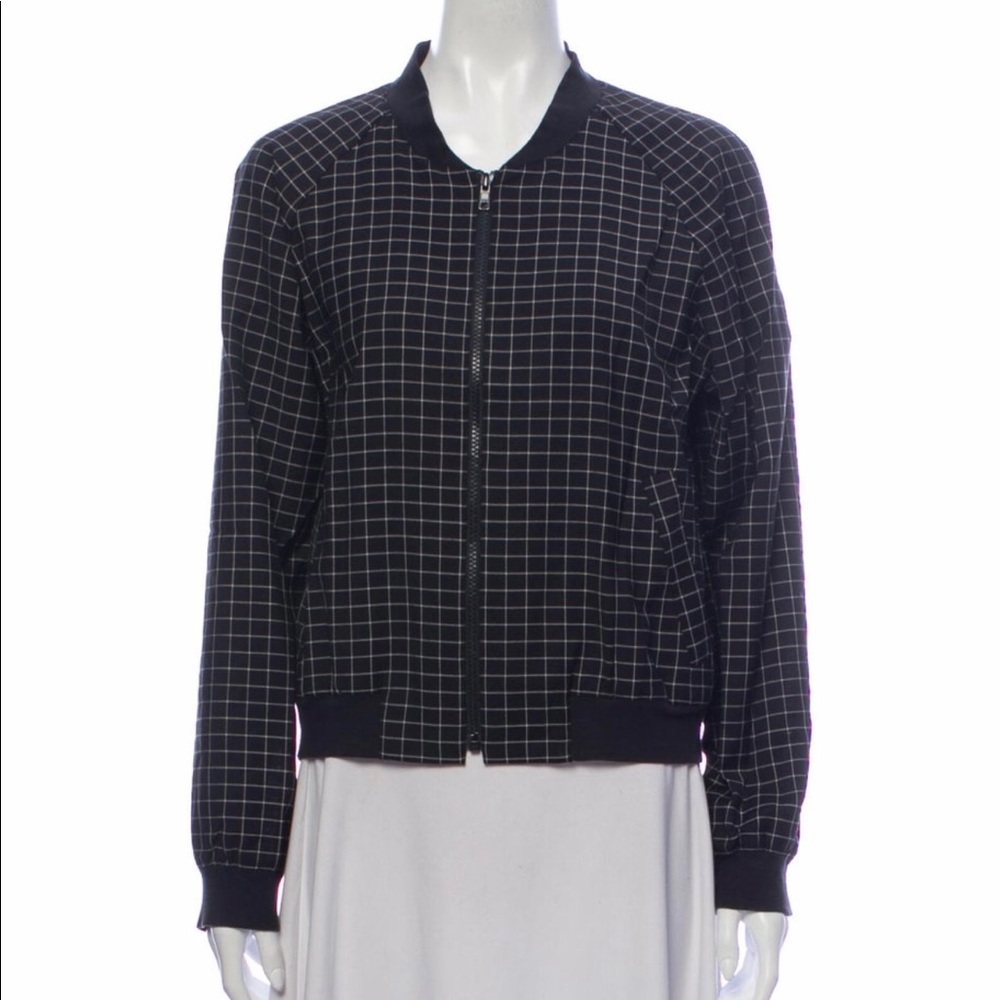 TIBI Virgin Wool Plaid Bomber